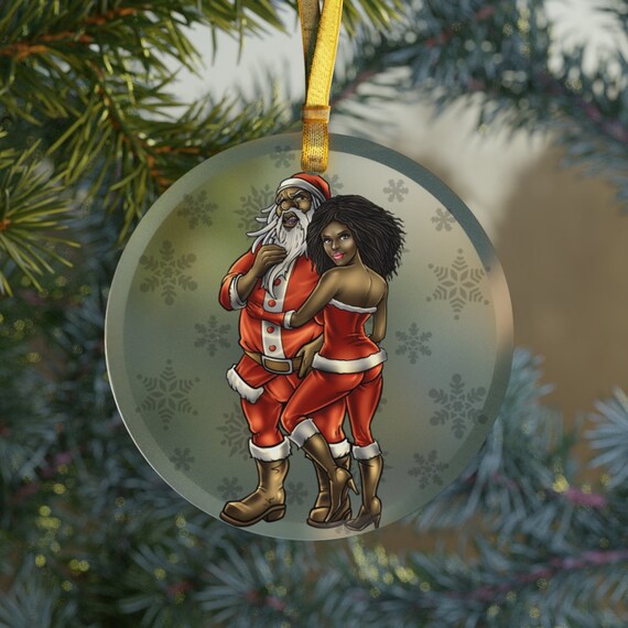 Black santa claus christmas tree ornaments Clearance