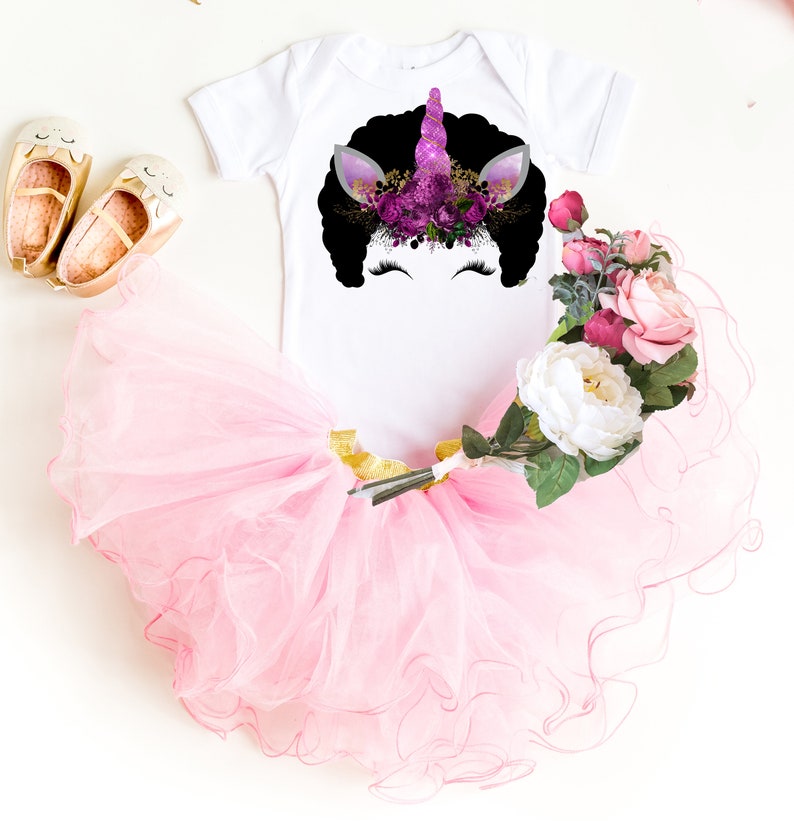 Purple Afro Unicorn Black Girl Magic Baby Bodysuit Girls 1st Etsy