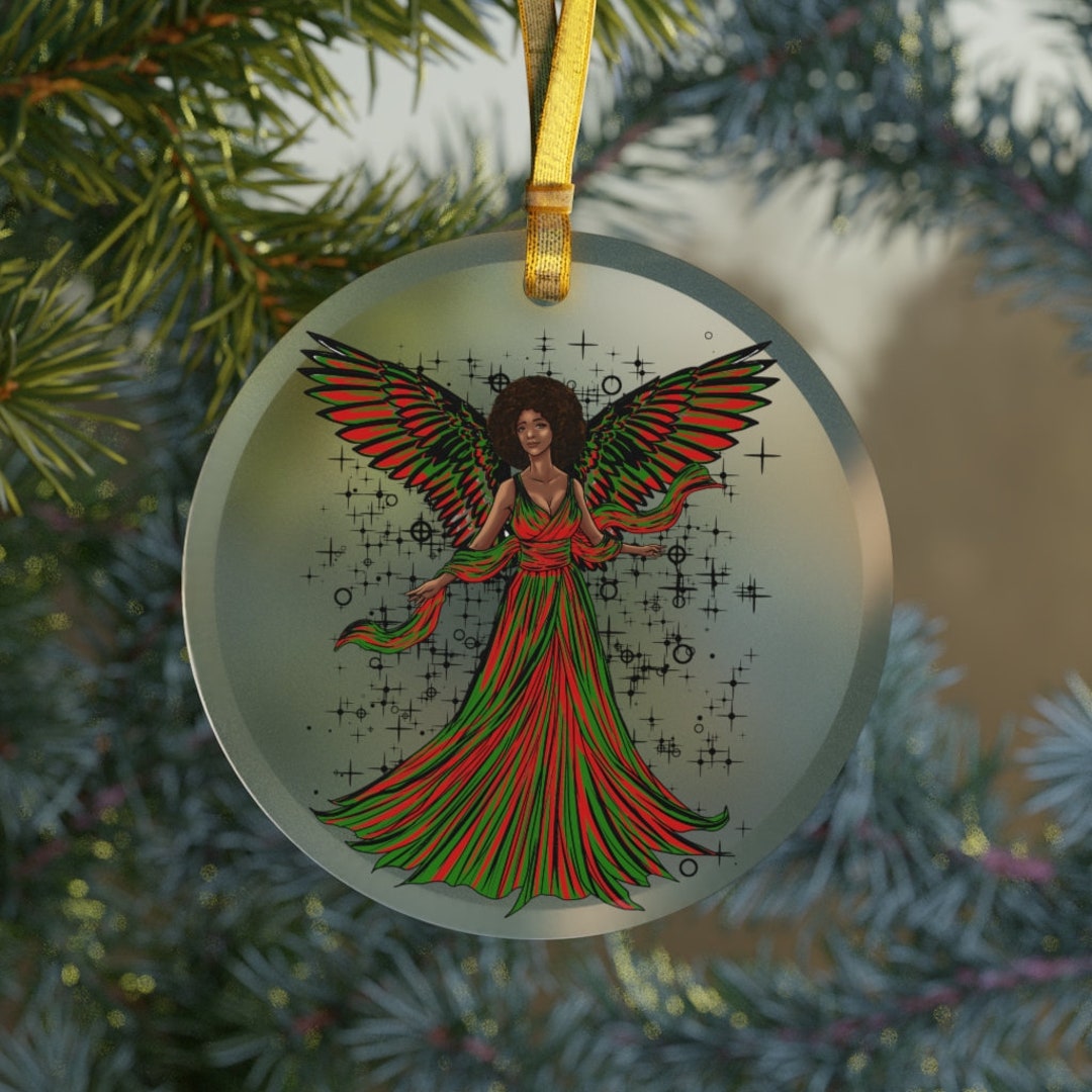 Black Christmas Angel Ornament Glass,black Girl Christmas,black Angel