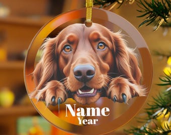 Ierse setter ornament, Ierse setter hond, setter geschenken, Ierse setter Memorial, setter mama, setter vader, Ierse setter kersthond rode setter