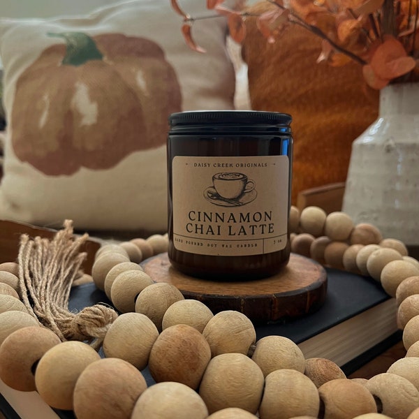 CINNAMON CHAI LATTE - Hand Poured 7oz Soy Wax Candle