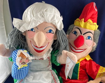 Glove Puppet Punch and Judy Set with string sausages and baby - New with Tags