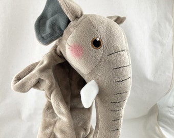 Grey Elephant Story Telling Glove Hand Puppet posable trunk - New with Tags