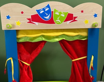 Wooden Travelling Puppet Theatre Portable Children&#39;s Puppet Show