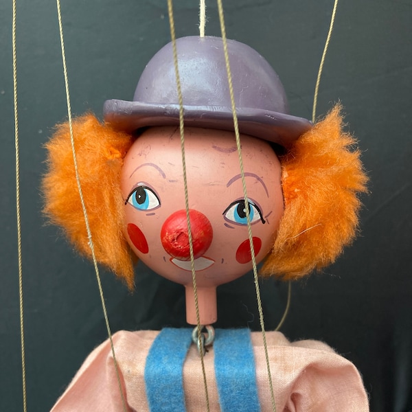 Pelham Puppet Clown RARE Barnum with Bowler Hat Musical