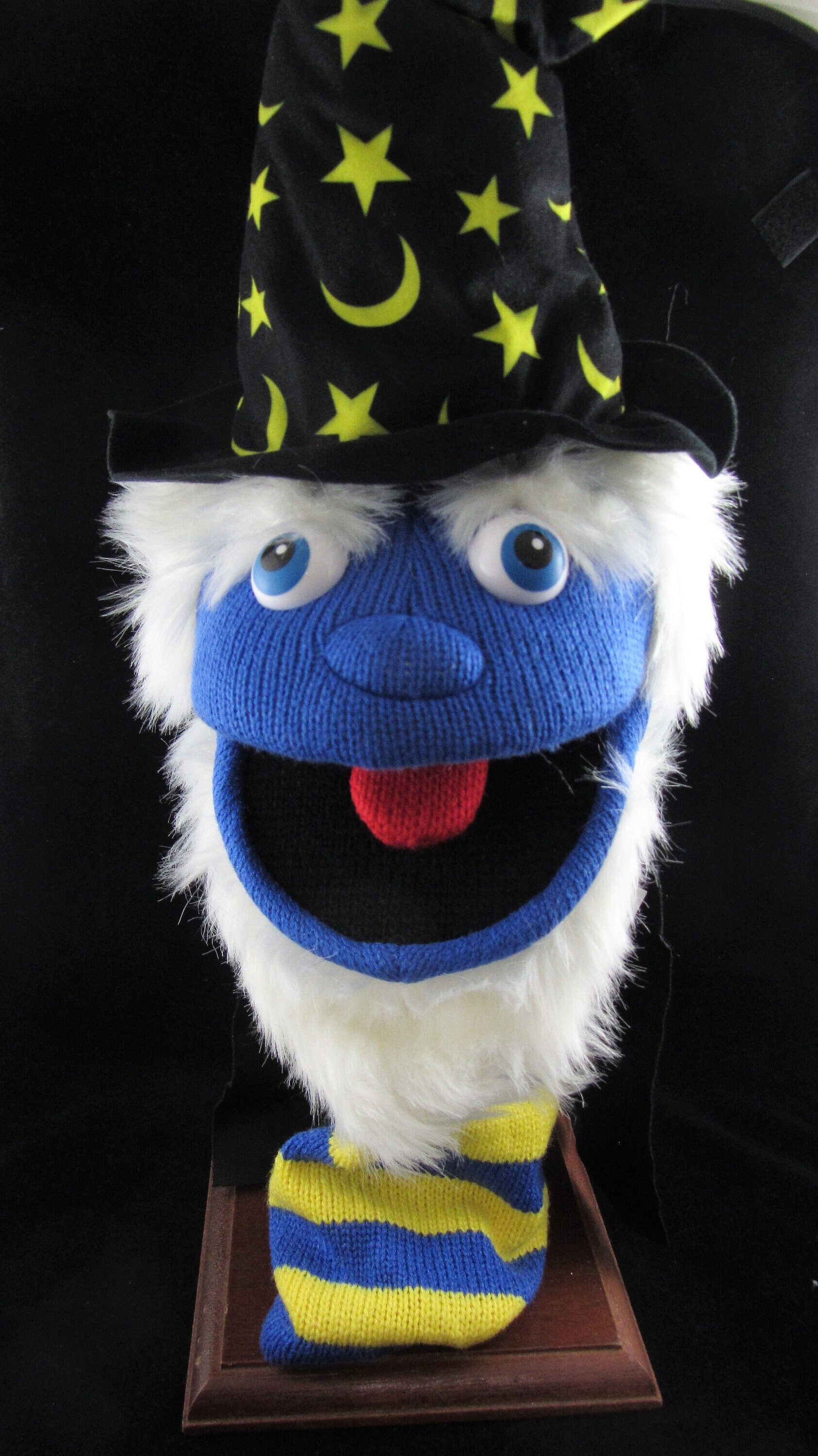 Toys & Games Toys Large 'Wizard' Sock Hand Puppet Blue Black and Yellow