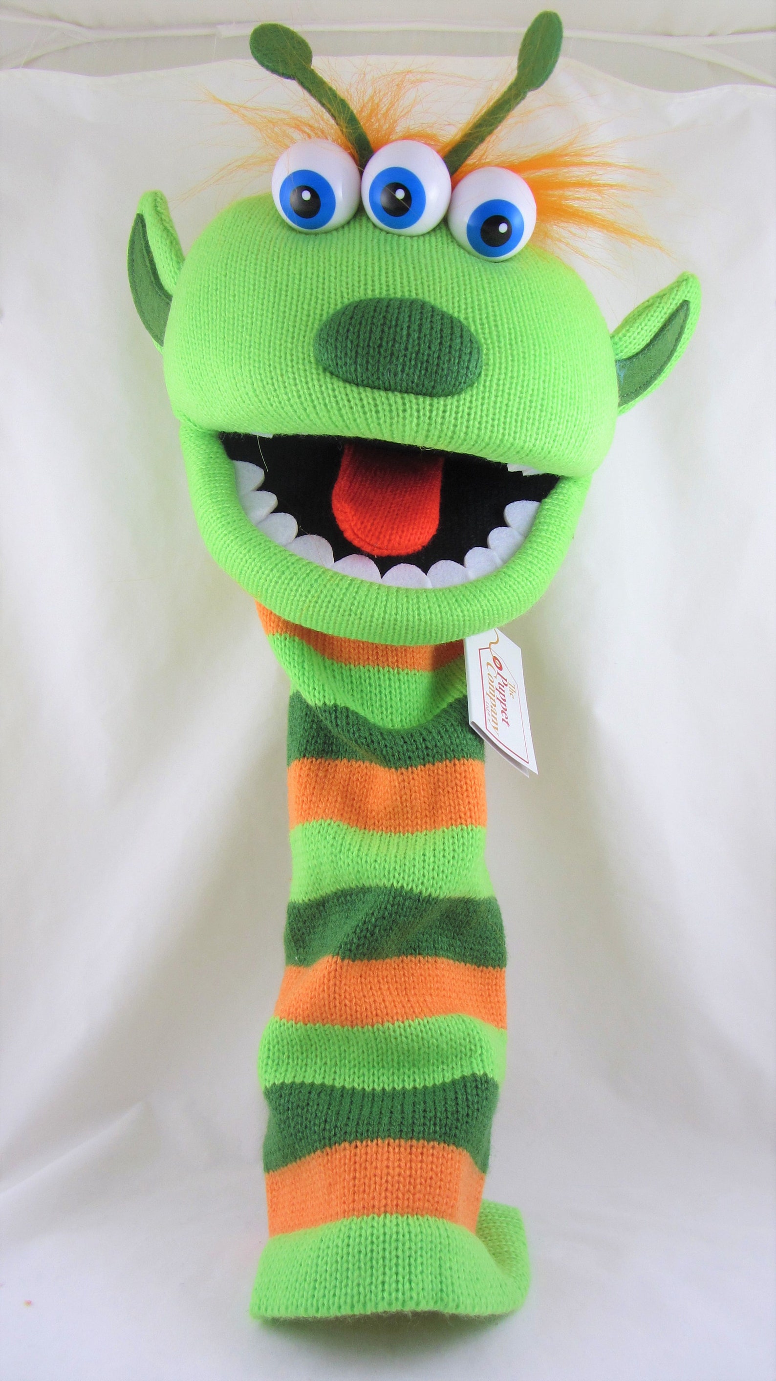 Large 'Narg' Alien Sock Hand Puppet Green and Orange | Etsy