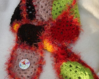 OM vrolijk-kleurrijke haak sjaal ca. 140 cm