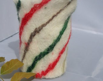 FELTY windlicht vilt 14,5 cm groen/rood