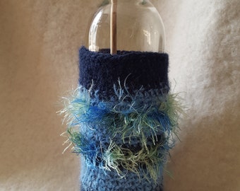 BLUE decorative bottle approx. 32 cm with cuff