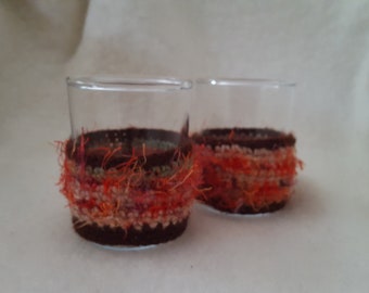 CHOCOLAT 2 tea glasses with cuff brown / colorfully low