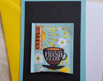 FRESH GLOW Originelle (Geburtstags-) Grußkarte mit Tee türkis/schwarz