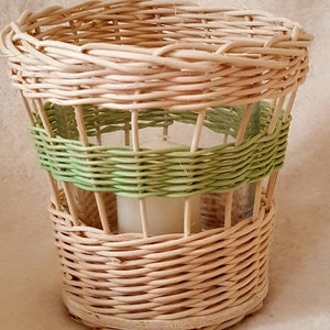 RATTAN Windlicht natur/grün 3teilig 17 cm Bild 1