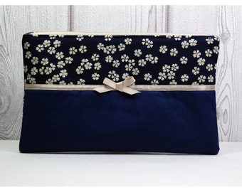 Blüten - blaue Abendtasche, Schleife Clutch, Miss ICED geteilte Federmappe, Ramschtasche blau