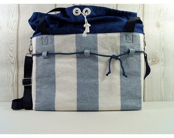 gestreifter Shopper - maritime Handtasche, Leinen Schultertasche MissICED blau