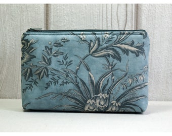 grau grüne Kosmetiktasche - vintage Beautytasche, kleine Tasche Blüten Miss ICED