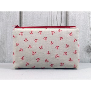 rote Anker - Universaltasche beige Mini-Kosmetiktasche kleine Tasche Make-Up Tasche Schmucktasche Stofftasche Geschenk Freundin Miss ICED