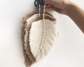 Kit Macramè Piccolo In Rovere Massello Tre Foglia: Fai Da Te Parete, Cotone E Legno - 6