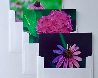 Flower Notecards - Set of 3 Blank Greeting Cards