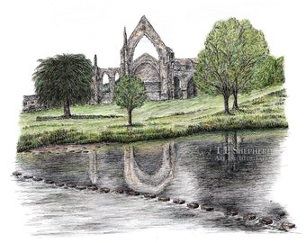 Bolton Abbey and stepping stones, Yorkshire
