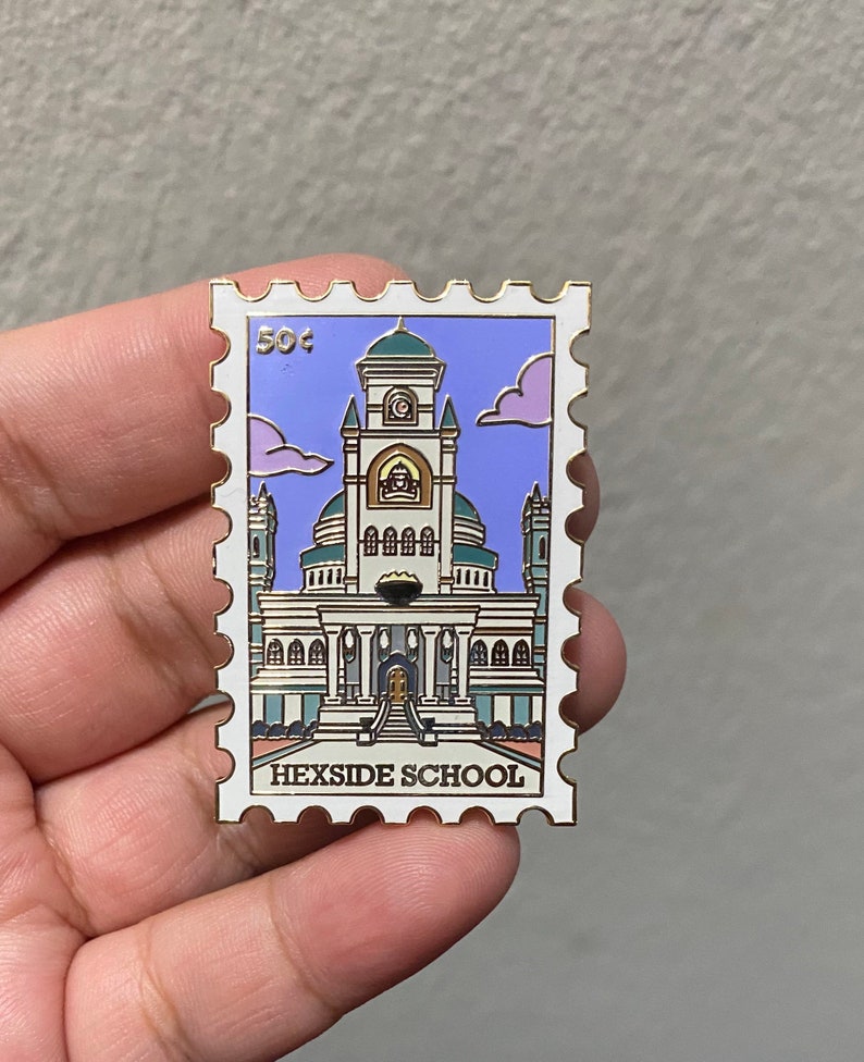 Hexside School Stamp Enamel | The Owl House Pin | Eda the Owl Lady | Luz Noceda | Amity Blight | Lumity 
