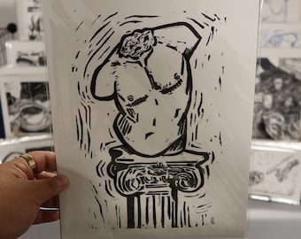 Trans Sculpture Linocut Art Print