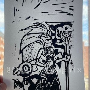 The Owl House Linocut Art Prints | Eda the Owl Lady | Luz Noceda | King | Lilith Clawthorne | Hooty