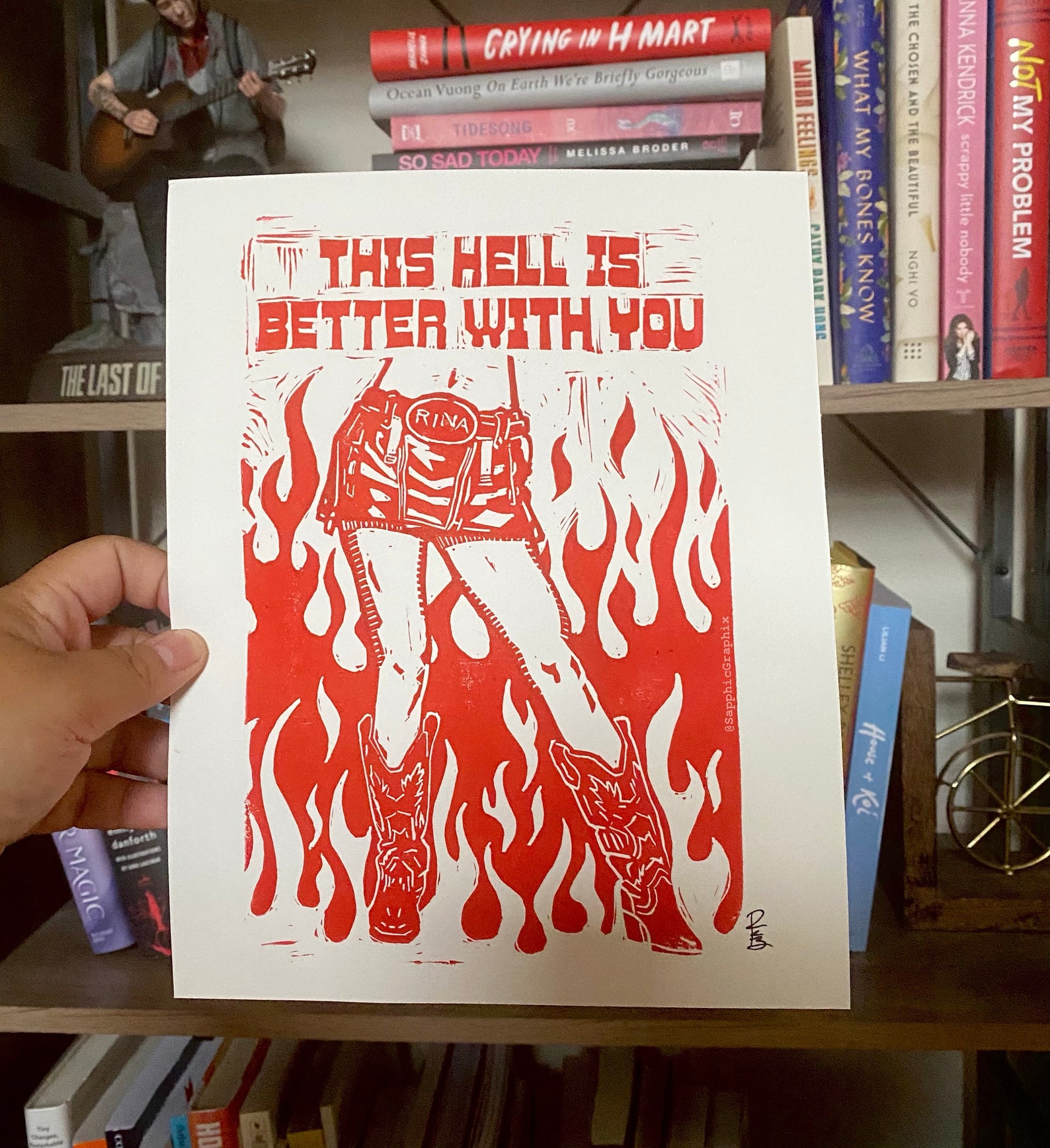 This Hell Linocut Art Prints | Rina Sawayama | Hold The Girl - Red Ink