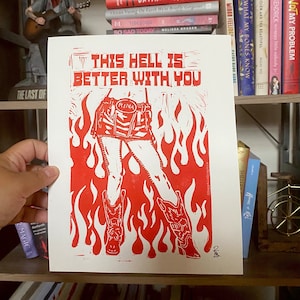 This Hell Linocut Art Prints | Rina Sawayama | Hold The Girl