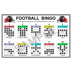 Football BINGO Card Patterns for Really Fun BINGO Games - Bingo Cards