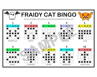 Fraidy Cat BINGO Card Patterns for Really Fun BINGO Games - Bingo Cards