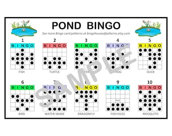 Pond BINGO Card Patterns for Really Fun BINGO Games - Bingo Cards