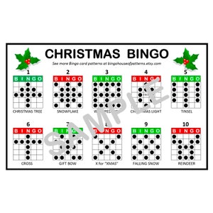 Kerstvakantie BINGO-kaartpatronen voor echt leuke BINGO-spellen - Bingokaarten