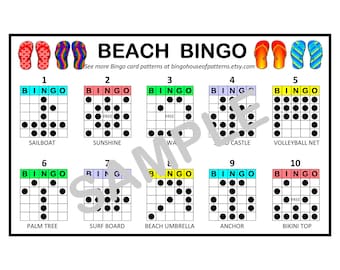 Collection "Summer-time Fun" BINGO Card Patterns for Really Fun BINGO Games - Bingo Cards