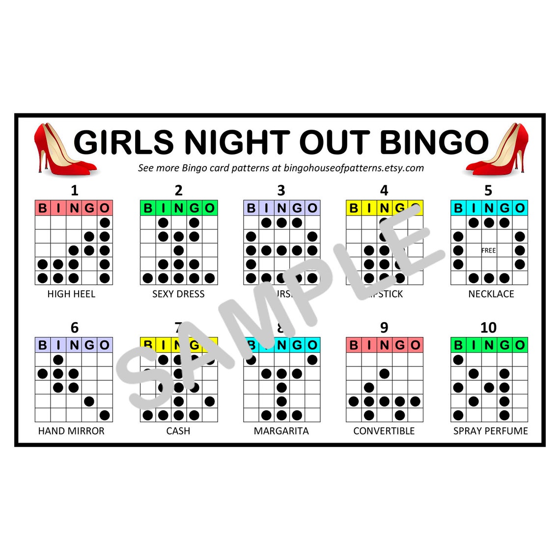 Girls Night Out BINGO Card Patterns for Really Fun BINGO Games Bingo