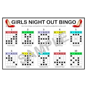 Girls Night Out BINGO Card Patterns for Really Fun BINGO Games - Bingo Cards