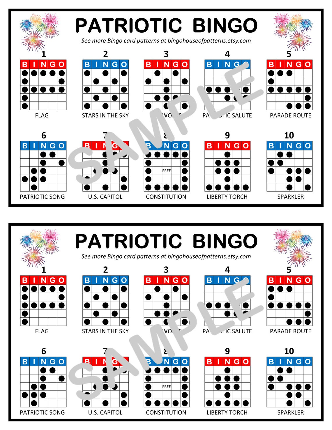 Collection holiday BINGO Card Patterns (Instant Download) Etsy