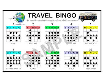 Travel BINGO Card Patterns for Really Fun BINGO Games - Bingo Cards