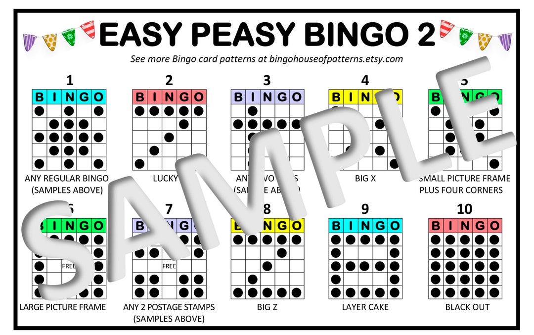 Easy Peasy 2 BINGO Card Patterns for Really Fun BINGO Games Bingo Cards