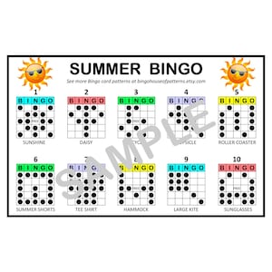 Modèles de cartes de BINGO en été pour des jeux de BINGO vraiment amusants - Cartes de bingo