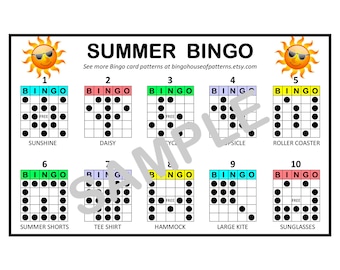 Summertime BINGO Card Patterns for Really Fun BINGO Games - Bingo Cards