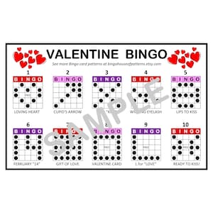 Valentine&#39;s Day Holiday BINGO Card Patterns for Really Fun BINGO Games - Bingo Cards