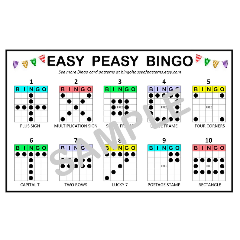 Easy Peasy BINGO Card Patterns for Really Fun BINGO Games Bingo Cards