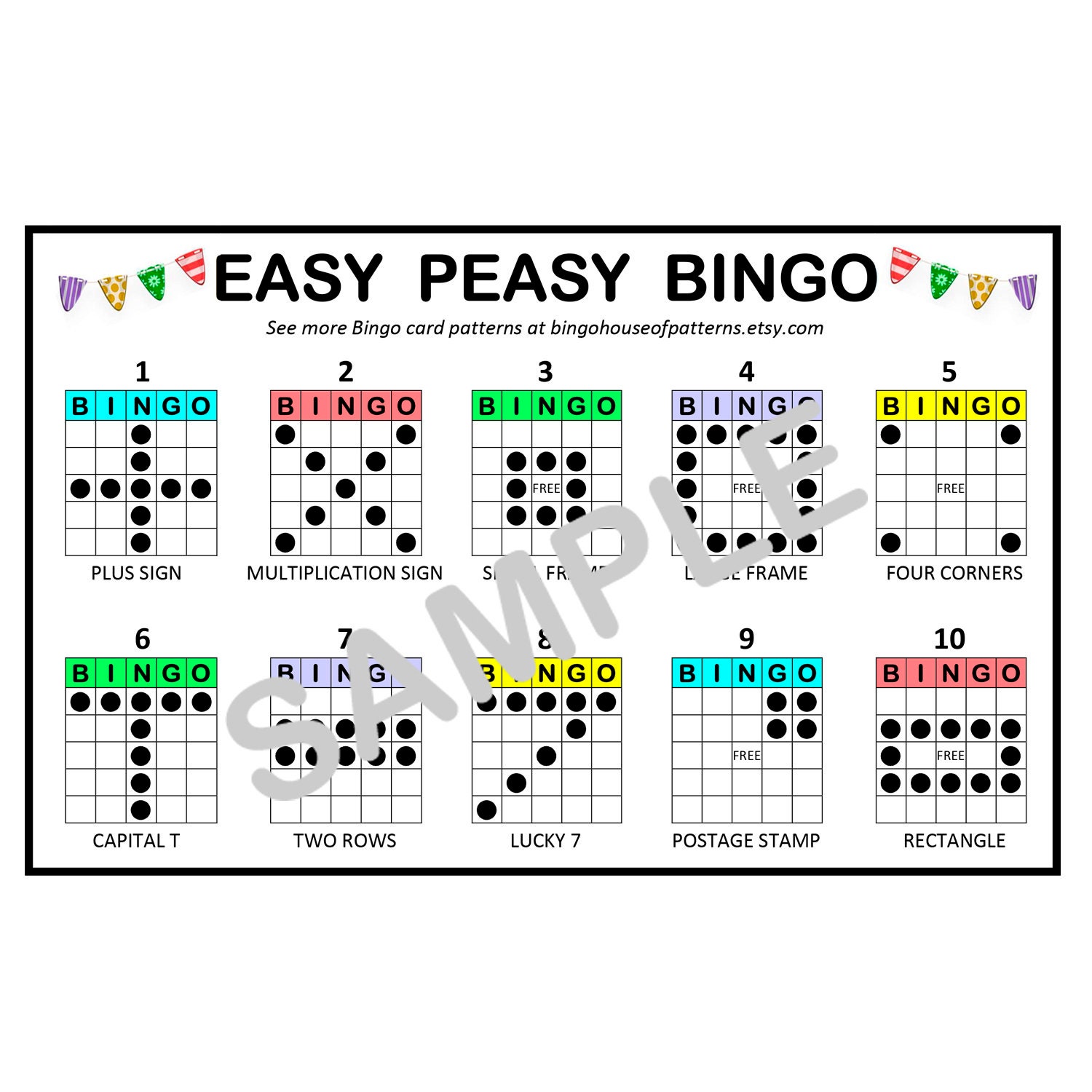 Easy Peasy BINGO Card Patterns for Really Fun BINGO Games Bingo Cards for Kids - Etsy