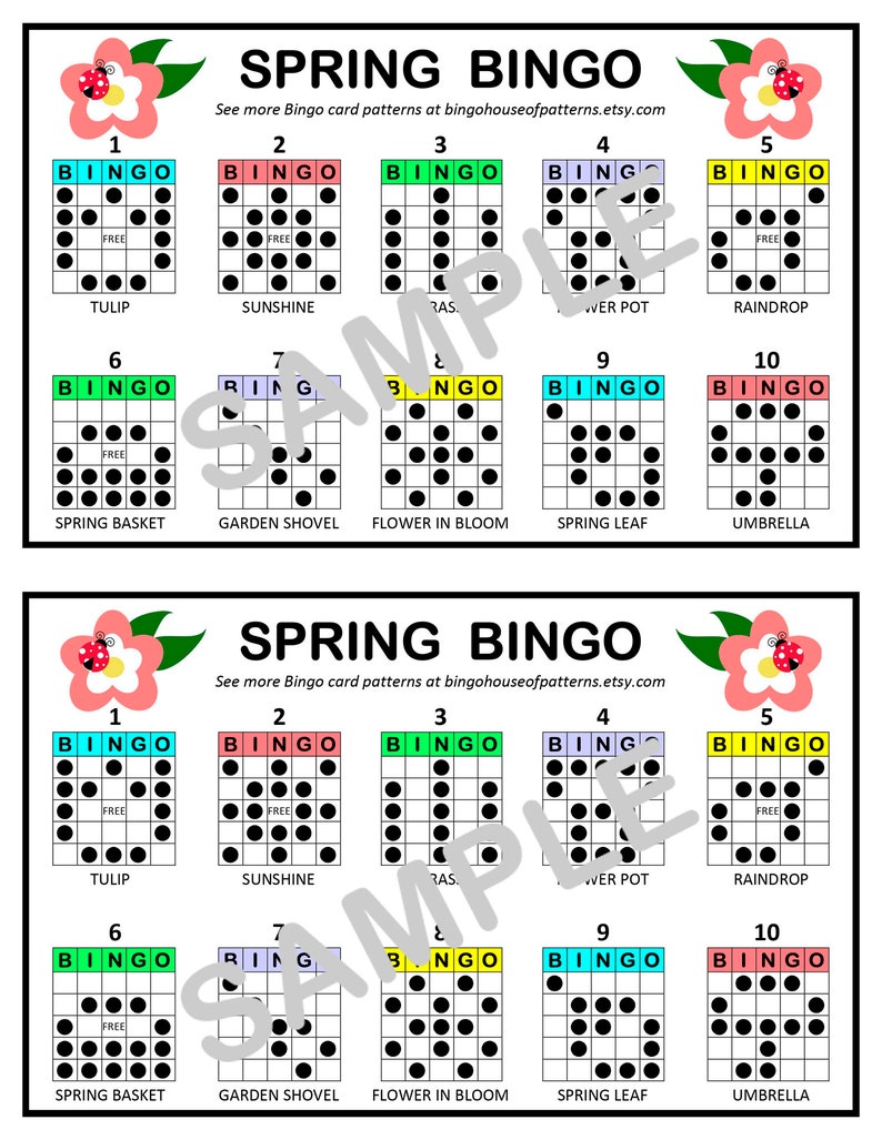 Spring BINGO Card Patterns for Really Fun BINGO Games Bingo Cards Etsy