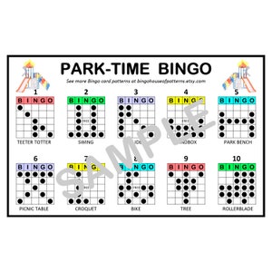 Park Time BINGO Card Patterns for Really Fun BINGO Games - Bingo Cards