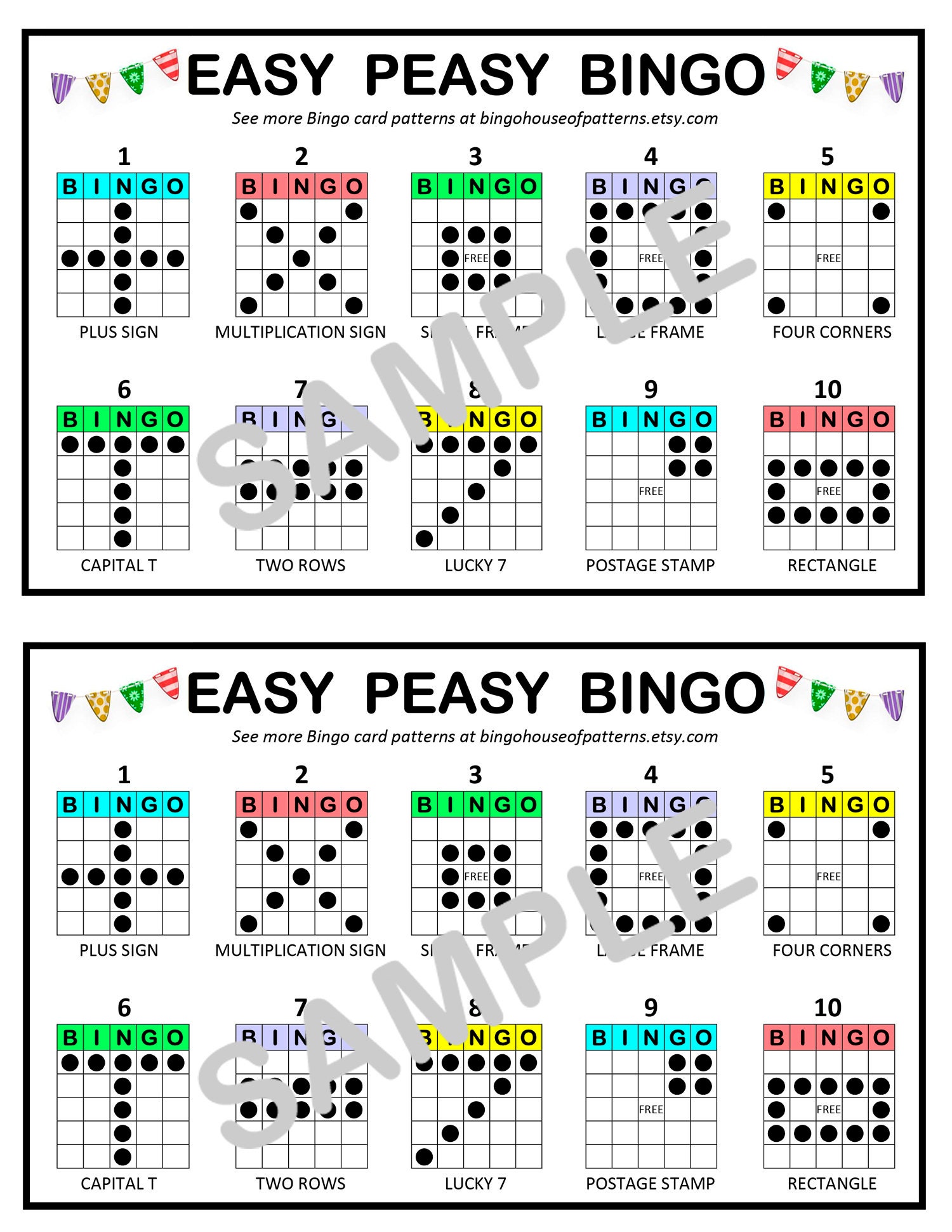 Collection Holiday Bingo Card Patterns For Really Etsy