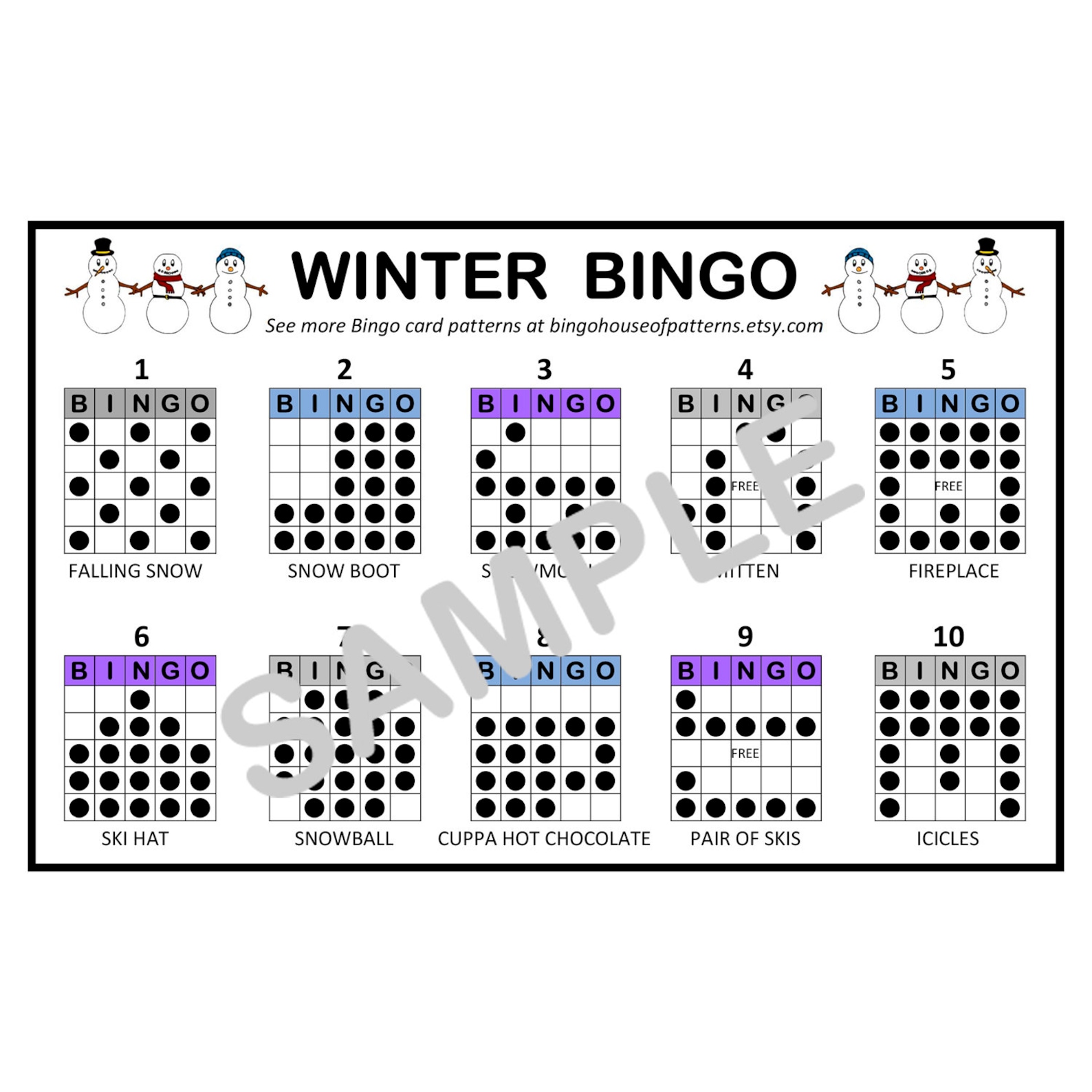 Collection Seasons Bingo Card Patterns For Really Fun Bingo Games Bingo