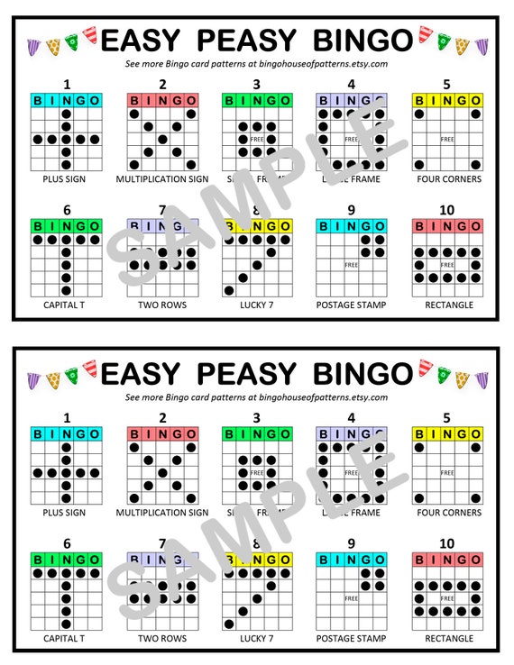 Patrones de bingo para niños