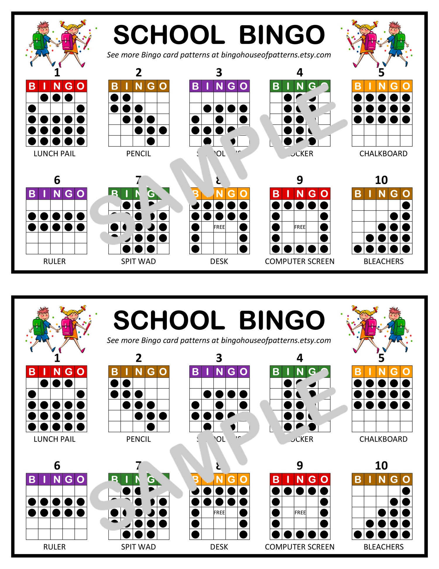Collection "special Times" BINGO Card Patterns for Really Fun BINGO ...